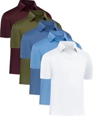 4/5 Pack Mens Polo Shirts Short Sleeve Quick Dry Moisture Wicking Casual Golf T Shirts for Men
