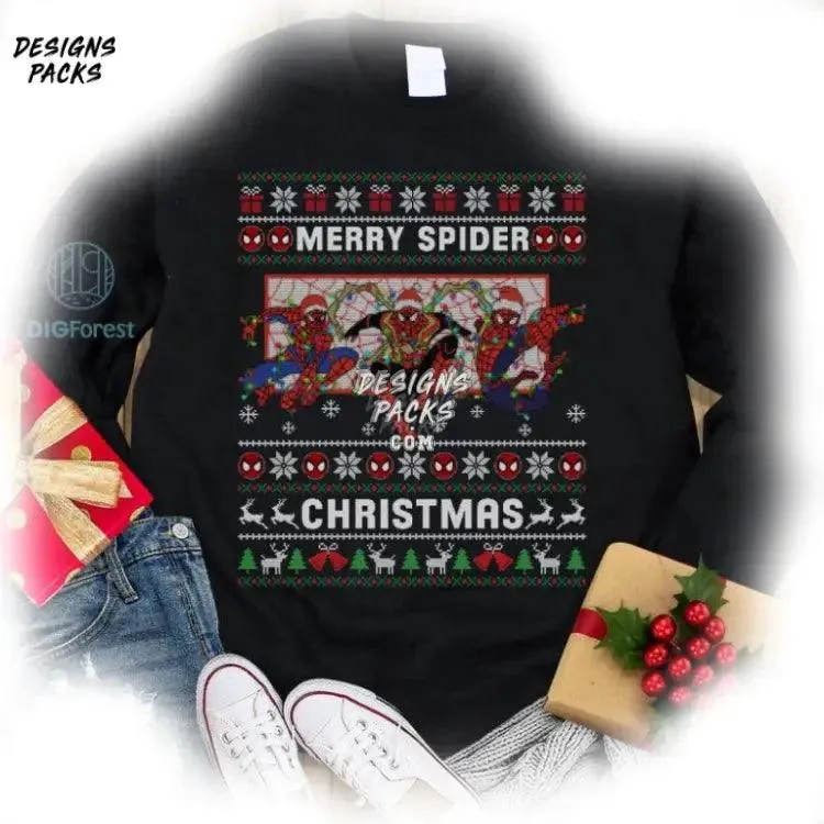 Across the Spiderverse Ugly Christmas Xmass Spider Punk Ugly Christmas PNG Design