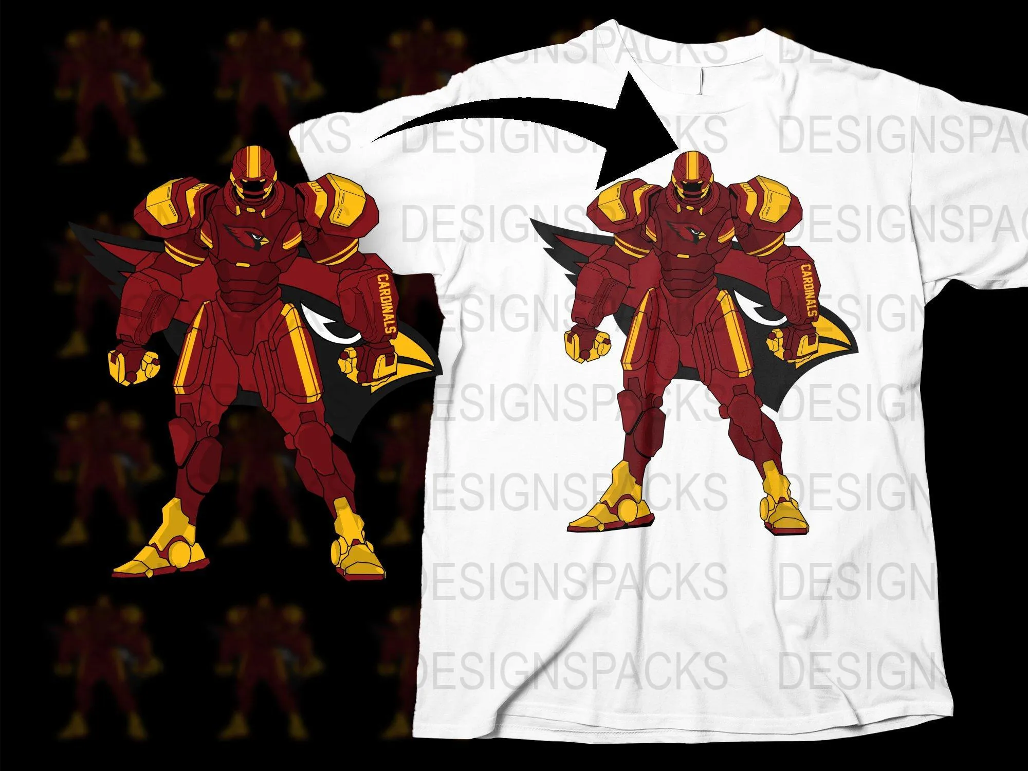 Arizona Cardinals Robot Design Men's Graphic Png Digital Download
