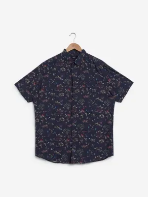 Ascot Navy Relaxed-Fit Floral Shirt