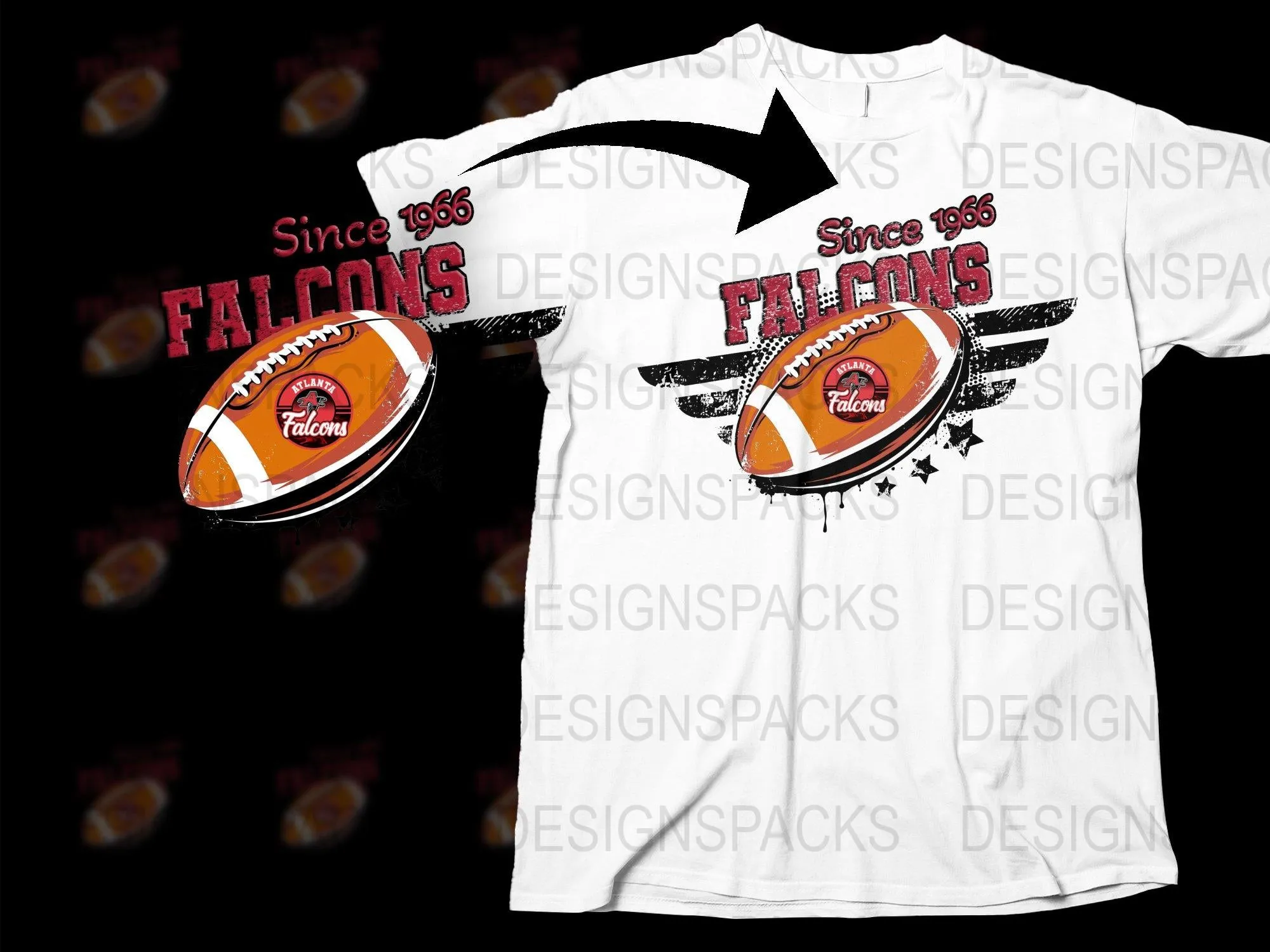 Atlanta Falcons Since 1966 Graphic Football Png Digital Download