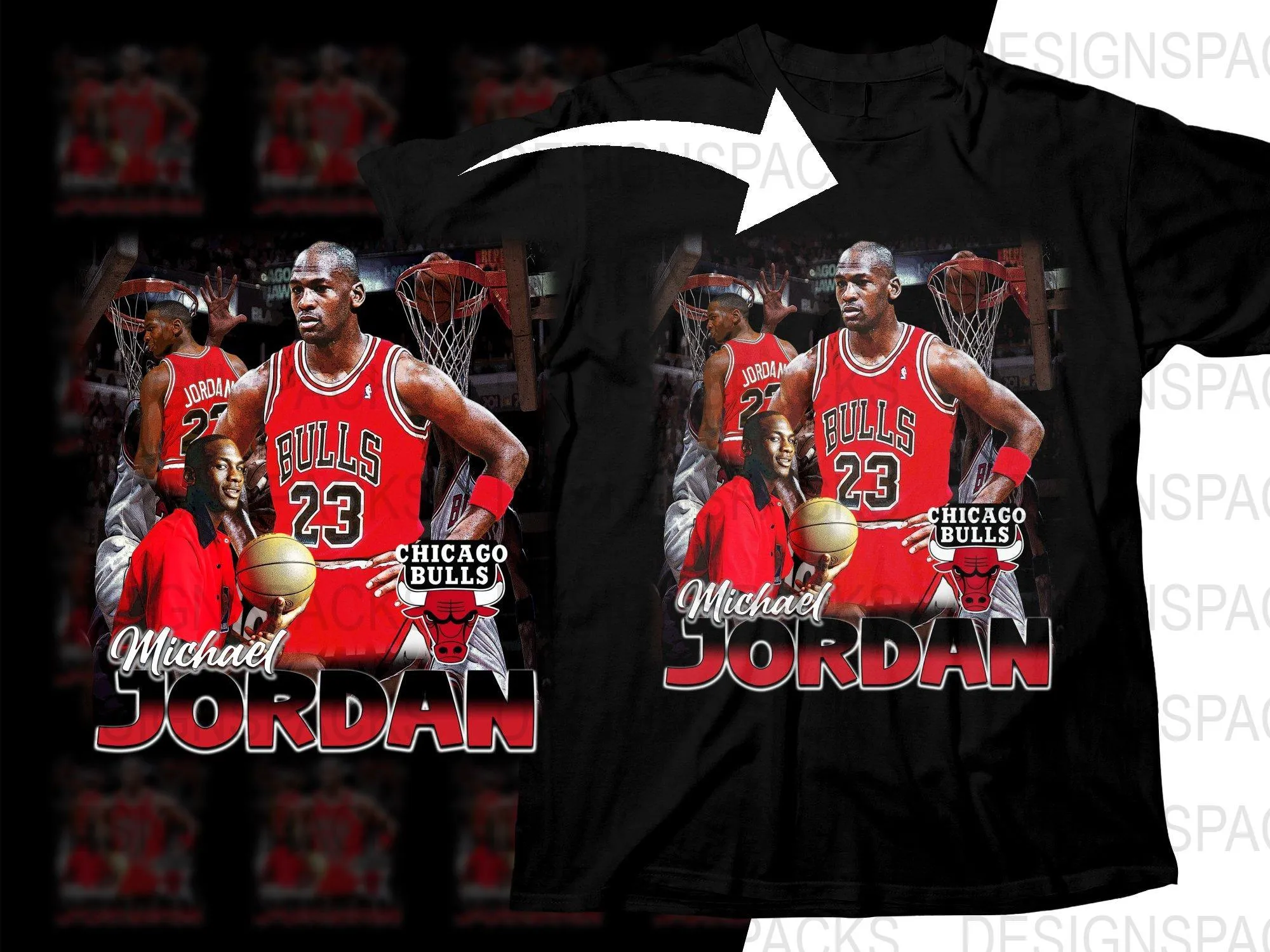 Basketball Superstar Michael Jordan Chicago Bulls Bootleg Graphic Png Digital Download