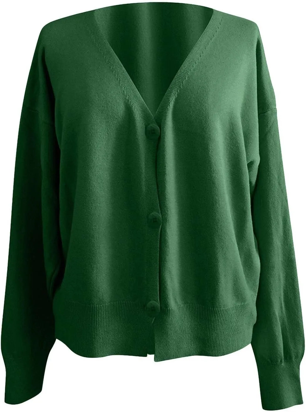 Cardigan Sweater for Women Cropped Knit Cardigans Open Front V-Neck Crochet Solid Sweaters Long Sleeve Button Up Tops