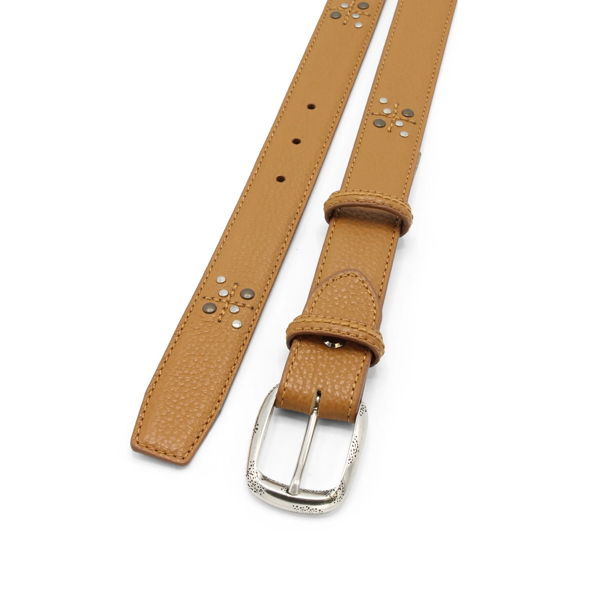 Crawford Narrow Tan Cross Stud Belt