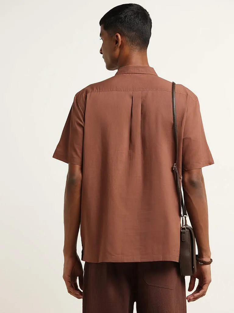 ETA Brown Cotton Relaxed Fit Shirt