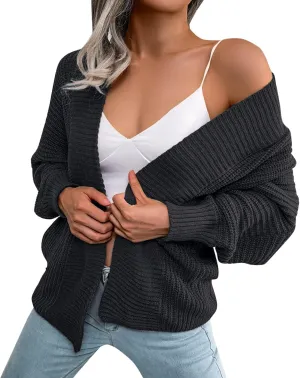 Fall Cardigans for Women 2024 Lightweight Open Knit Front Long Sleeve Cardigan Sweater Casual Solid Color Outwear
