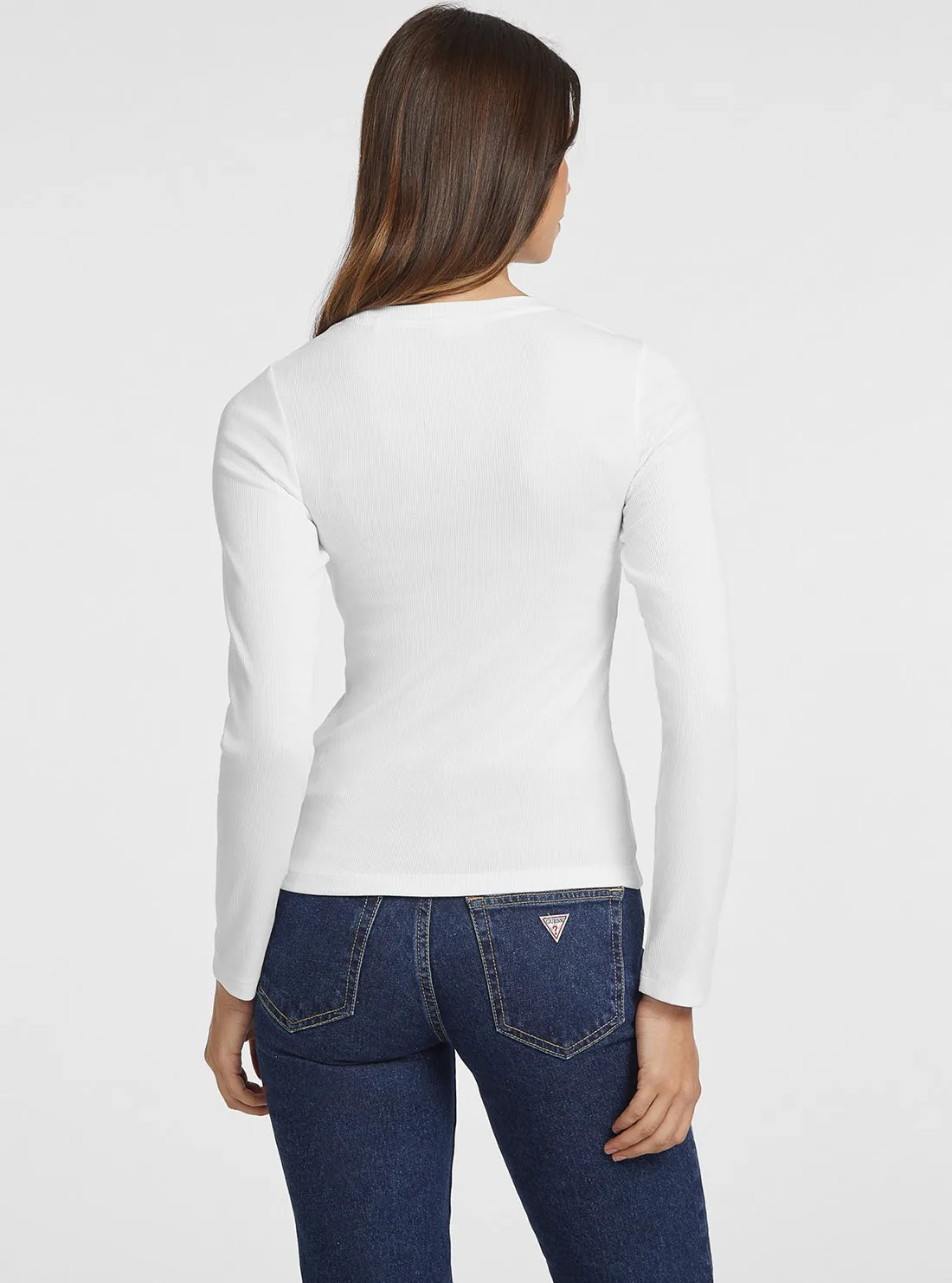 Guess Jeans White Long Sleeve Star T-Shirt