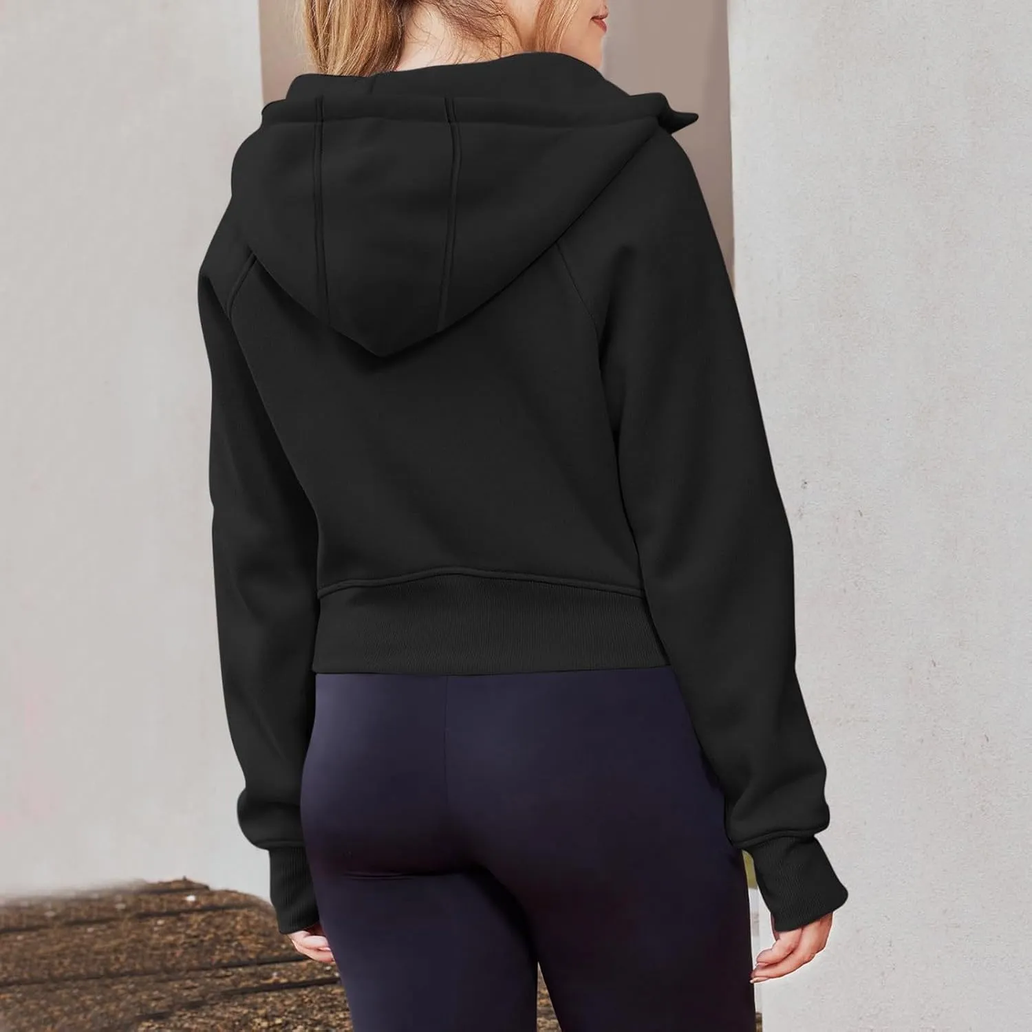 Hoodies for Women Trendy Zip up Cropped Sweatshirt Casual Hooded Y2k Tops Fleece Jackets Fall Winter Outfits Clothes