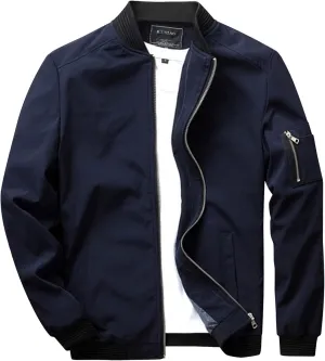 Jackets for Men, Men's Lightweight Bomber Jacket Outdoor Windproof Windbreaker Varsity Jacket Softshell Coat Outwear