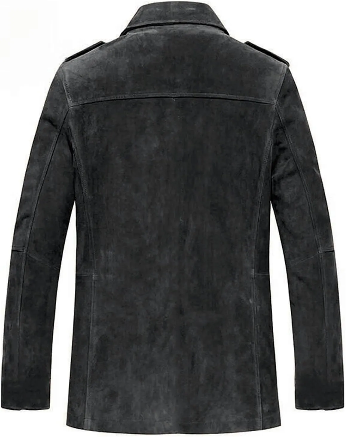 Mens Faux Suede Trench Coats Heavyweight Sherpa Lined Single Breasted Warm Pea Coats Sheepskin Winter Bomber Jackets