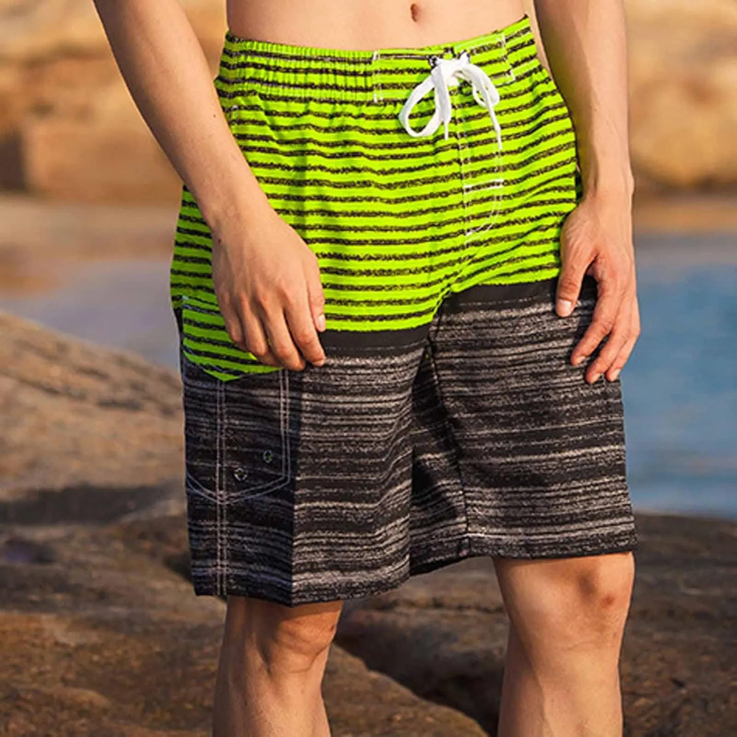 Mens Hawaiian Shorts Cotton Soft Fit Casual Shorts Fashion Beach Vacation Shorts Drawstring Elastic Waist Shorts