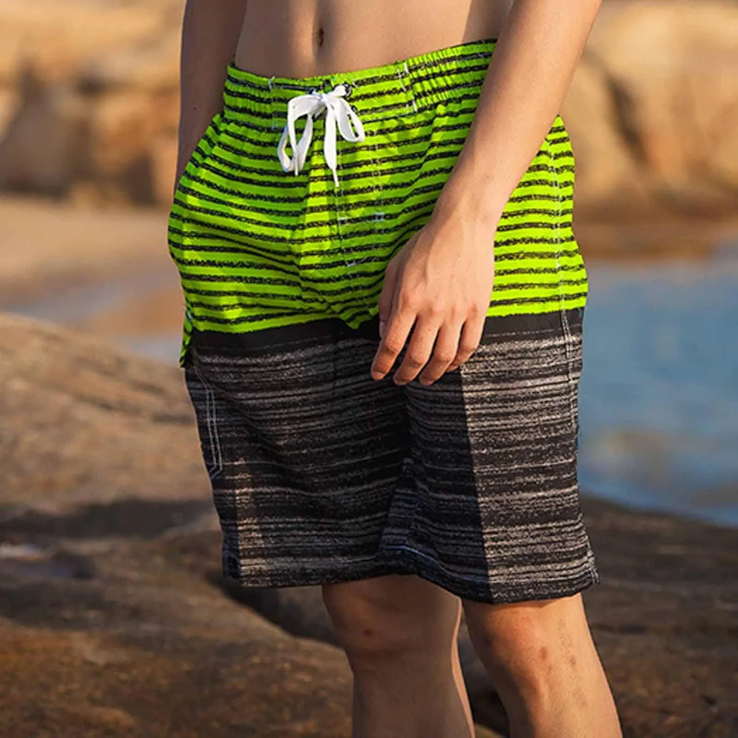 Mens Hawaiian Shorts Cotton Soft Fit Casual Shorts Fashion Beach Vacation Shorts Drawstring Elastic Waist Shorts