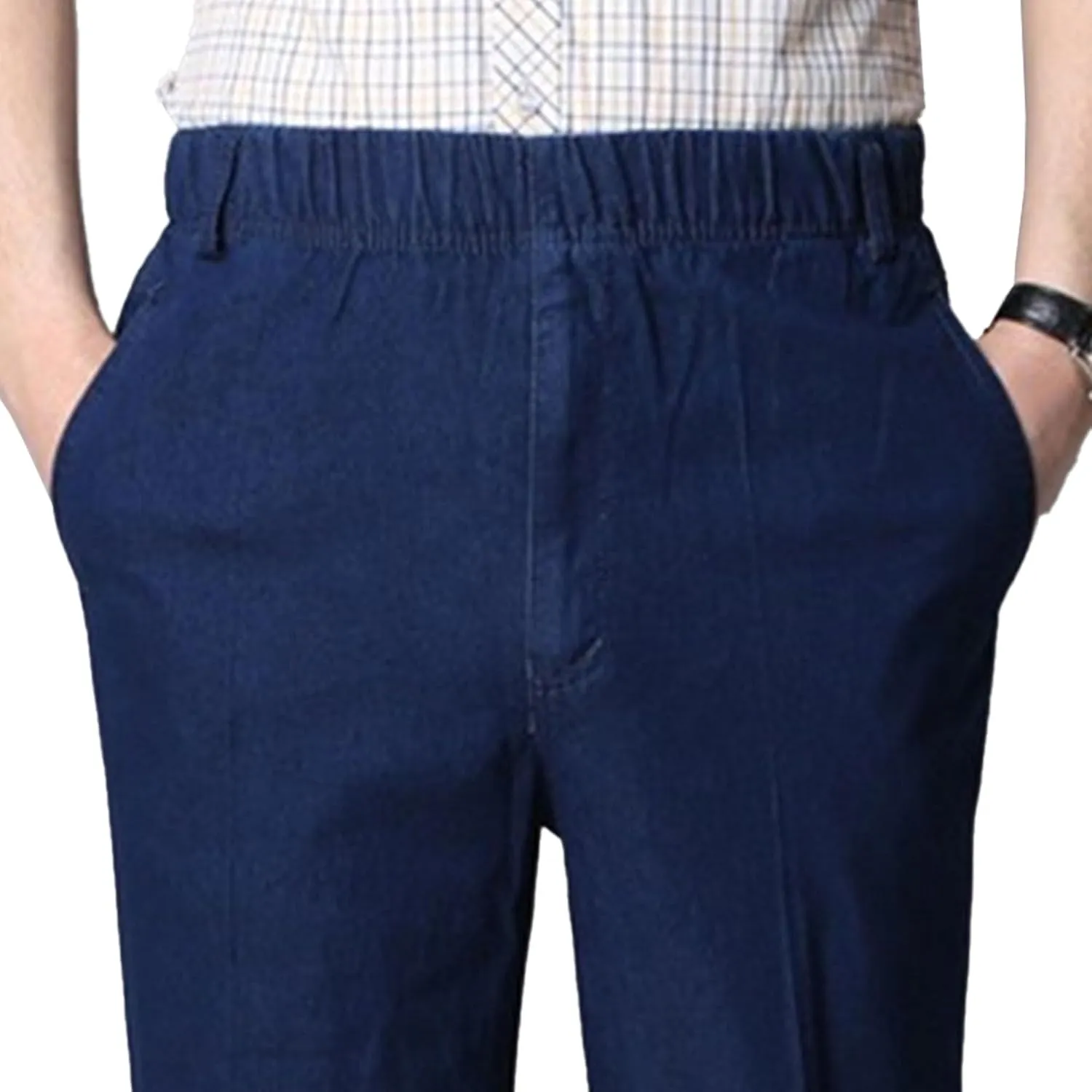 Men's Lightweight Elastic Waist Stretch Jeans Loose Fit Comfort Denim Pants Stylish Straight Spring Jeans Trouser