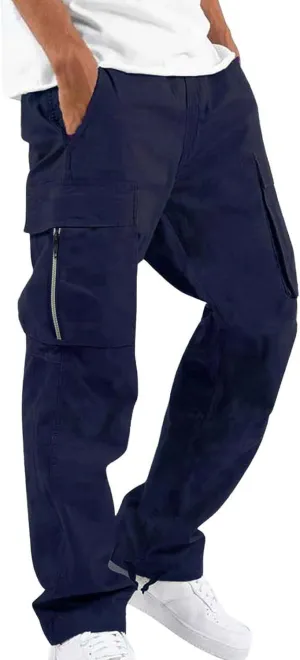 Mens Pants Joggers with Pockets, Casual Solid Sweatpants, Drawstring Pants, Track Jogging Outdoor Cargo Pants