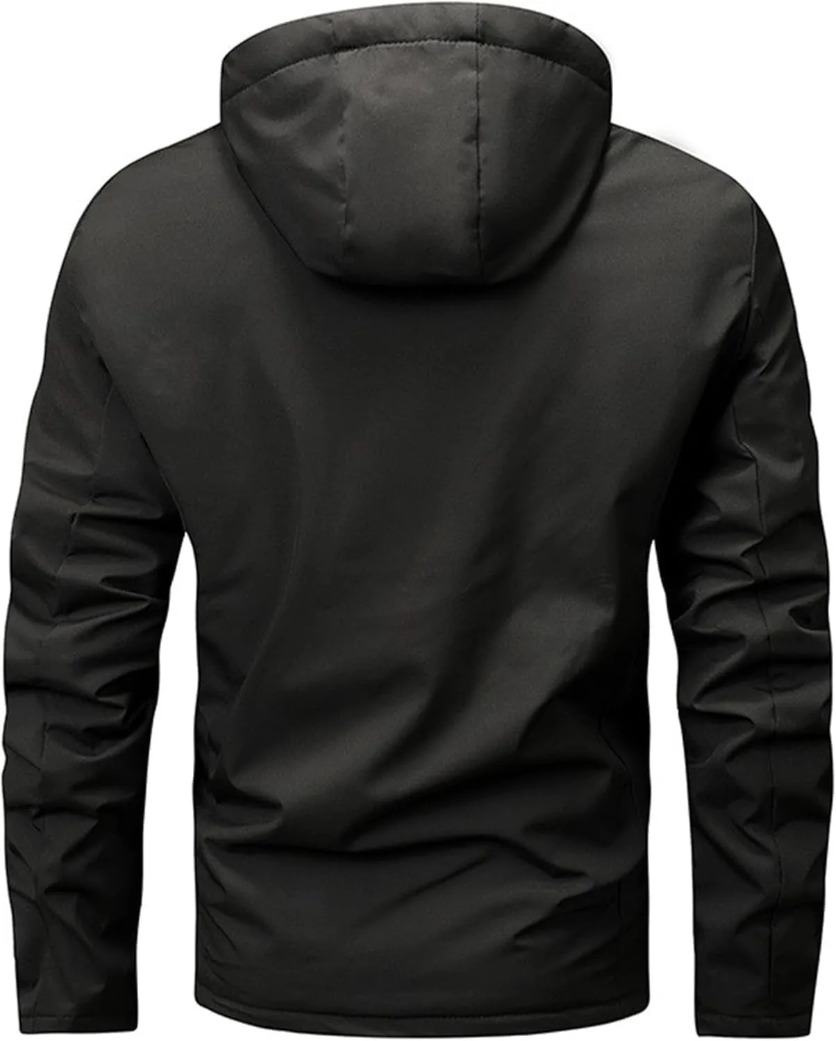 Mens Rain Jackets Zip Up Hooded Waterproof Windbreakers Loose Lightweight Coats Fashion Clothes with Pockets