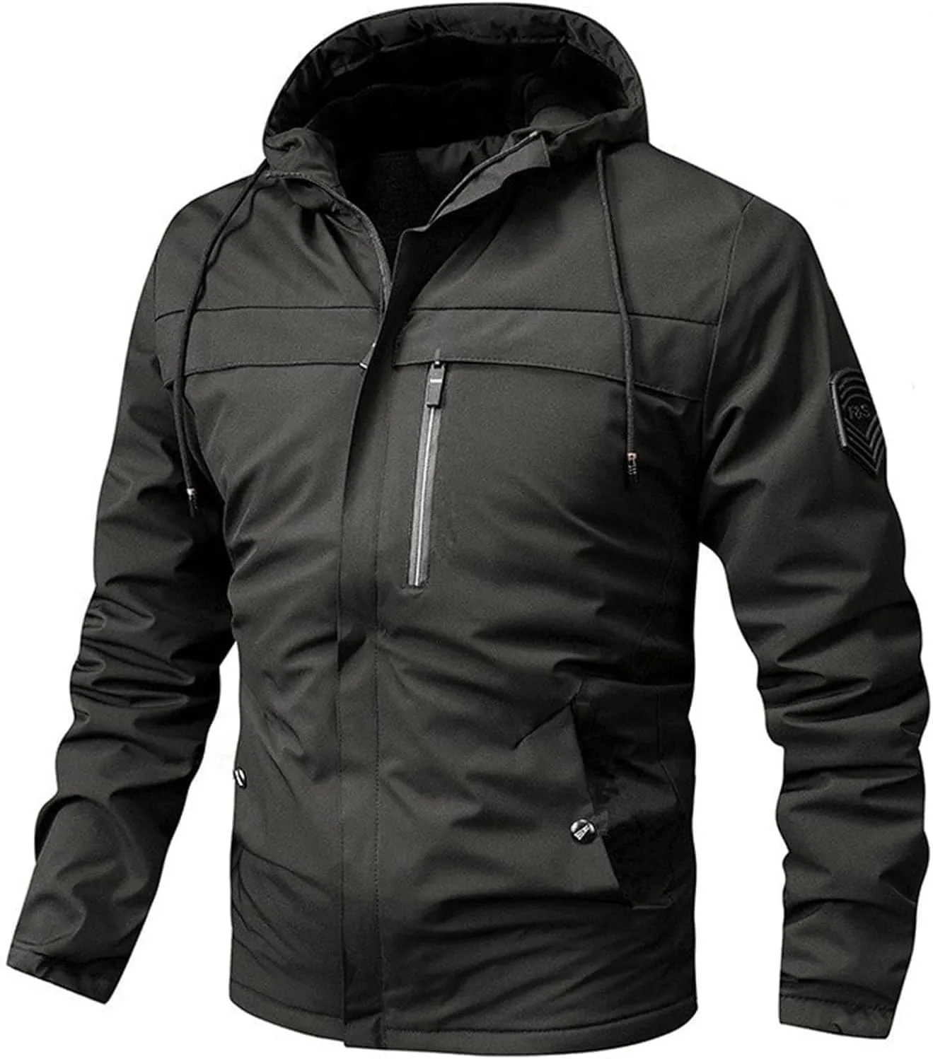 Mens Rain Jackets Zip Up Hooded Waterproof Windbreakers Loose Lightweight Coats Fashion Clothes with Pockets