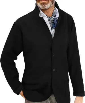 Mens Sweater Blazer Long Sleeve Fall Winter Fleece Jacket Casual Slim Fit Daily Button Down Knitted Cardigan Coat