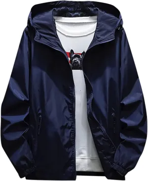 Men's Windbreaker Rain Jacket Lightweight Pullover For Hiking Golf Running Jacket, M-7XL