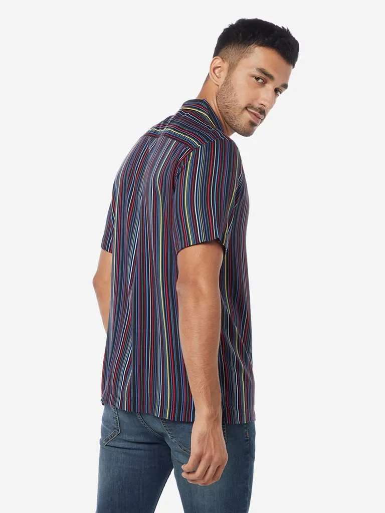 Nuon Black Striped Relaxed-Fit Shirt