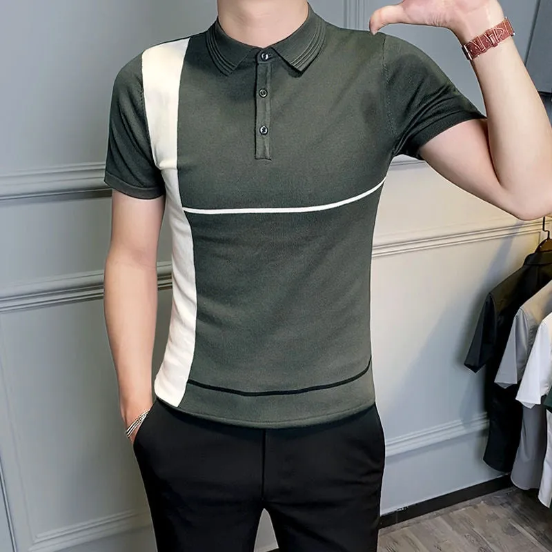 Offset White Line Decorated Polo Shirt