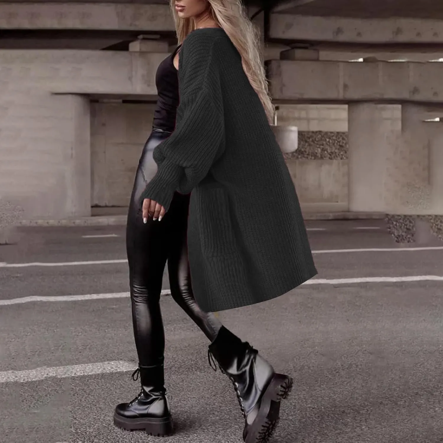 Oversized Cardigan Sweaters for Women Chunky Knit Long Coats with Pockets Casual Loose Breathable Outerwear Clothes