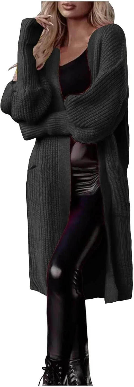 Oversized Cardigan Sweaters for Women Chunky Knit Long Coats with Pockets Casual Loose Breathable Outerwear Clothes