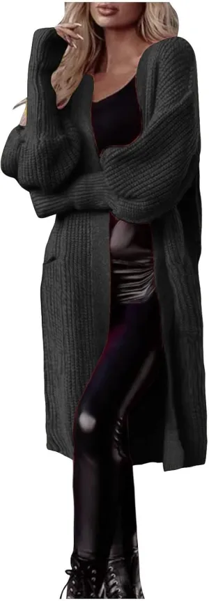 Oversized Cardigan Sweaters for Women Chunky Knit Long Coats with Pockets Casual Loose Breathable Outerwear Clothes