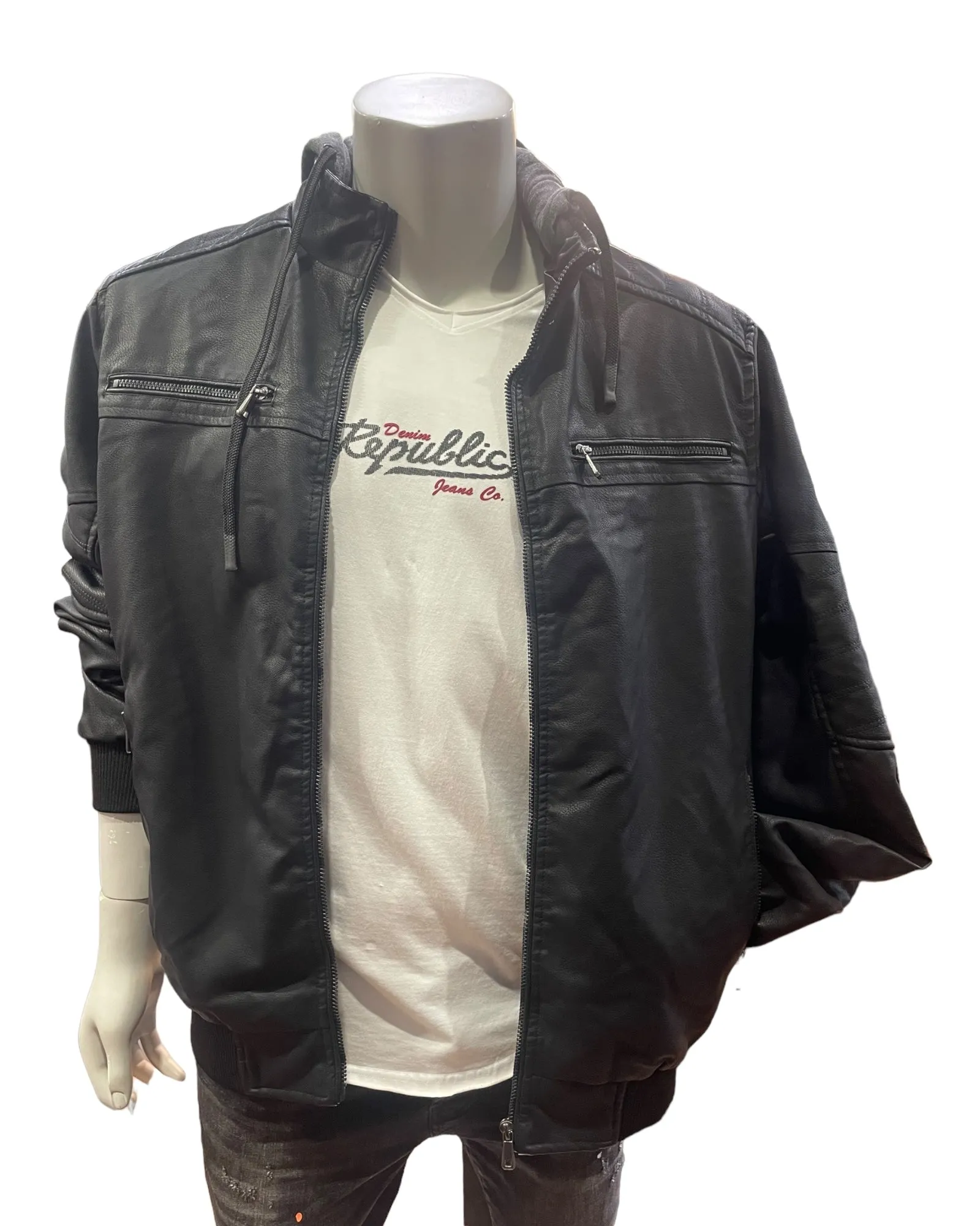 SA87 Leather-Look Jacket Black