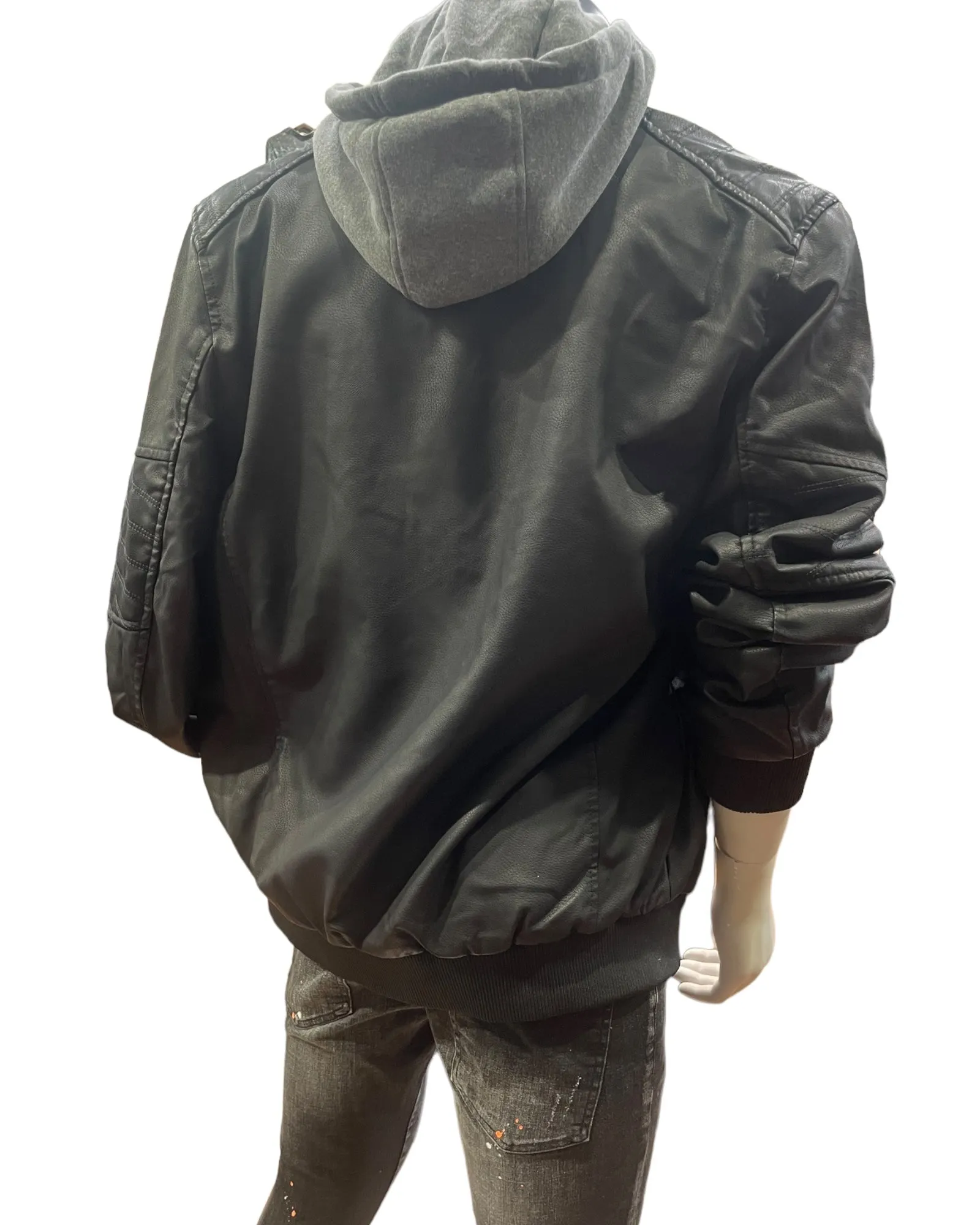 SA87 Leather-Look Jacket Black