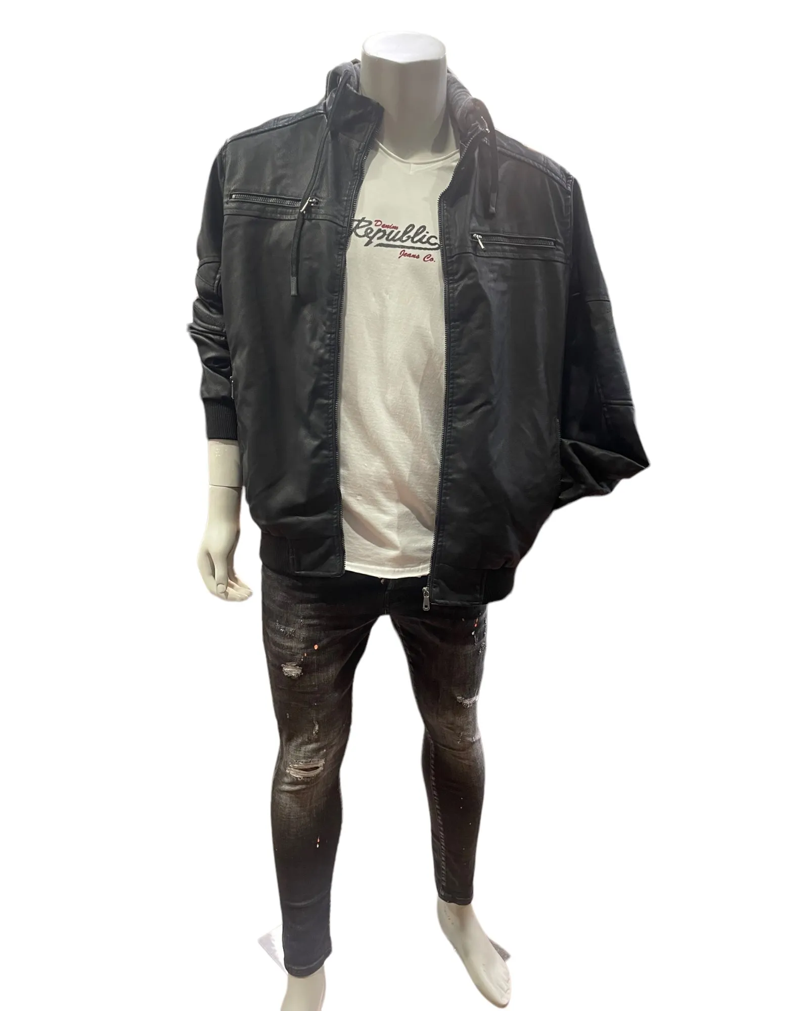 SA87 Leather-Look Jacket Black
