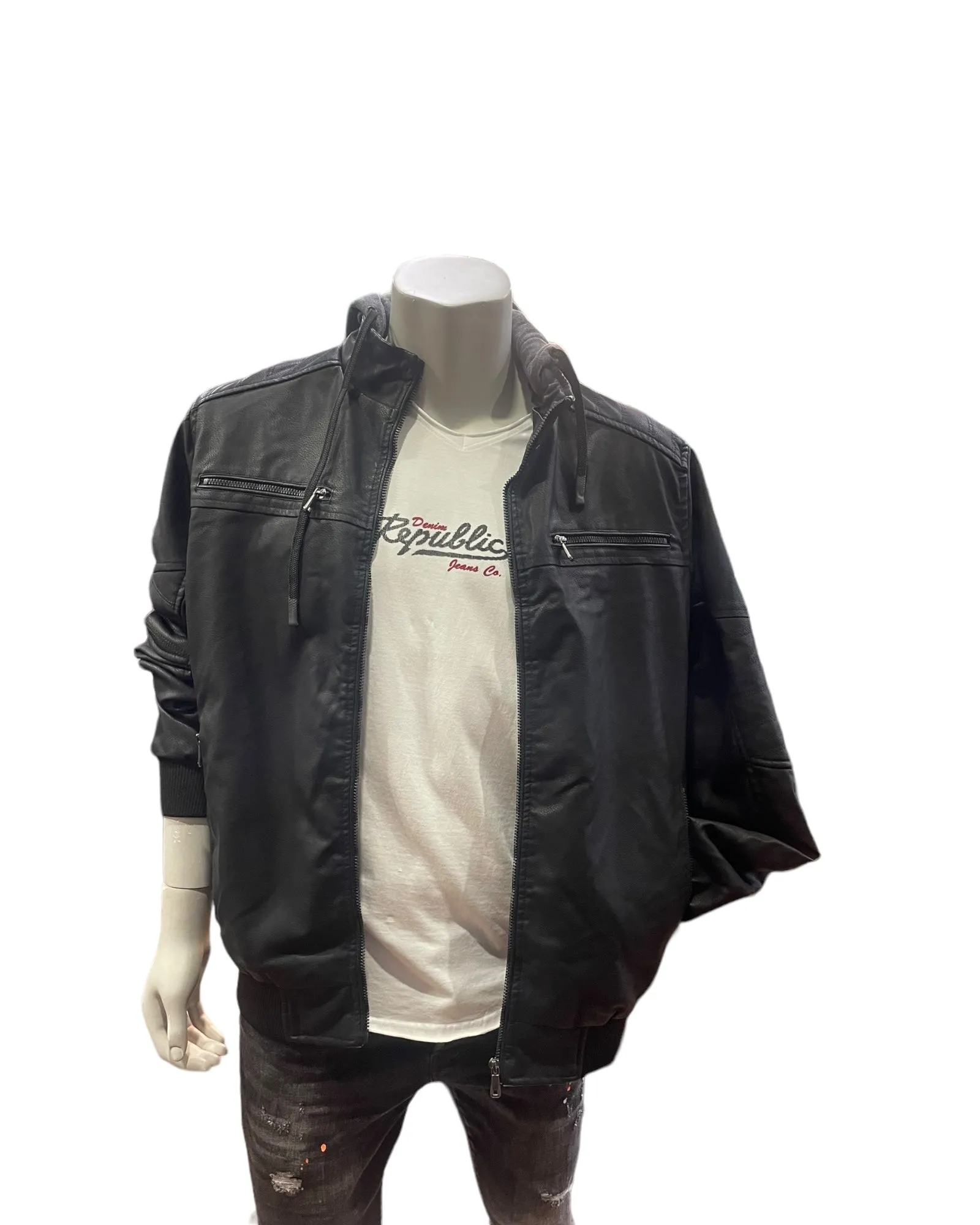 SA87 Leather-Look Jacket Black
