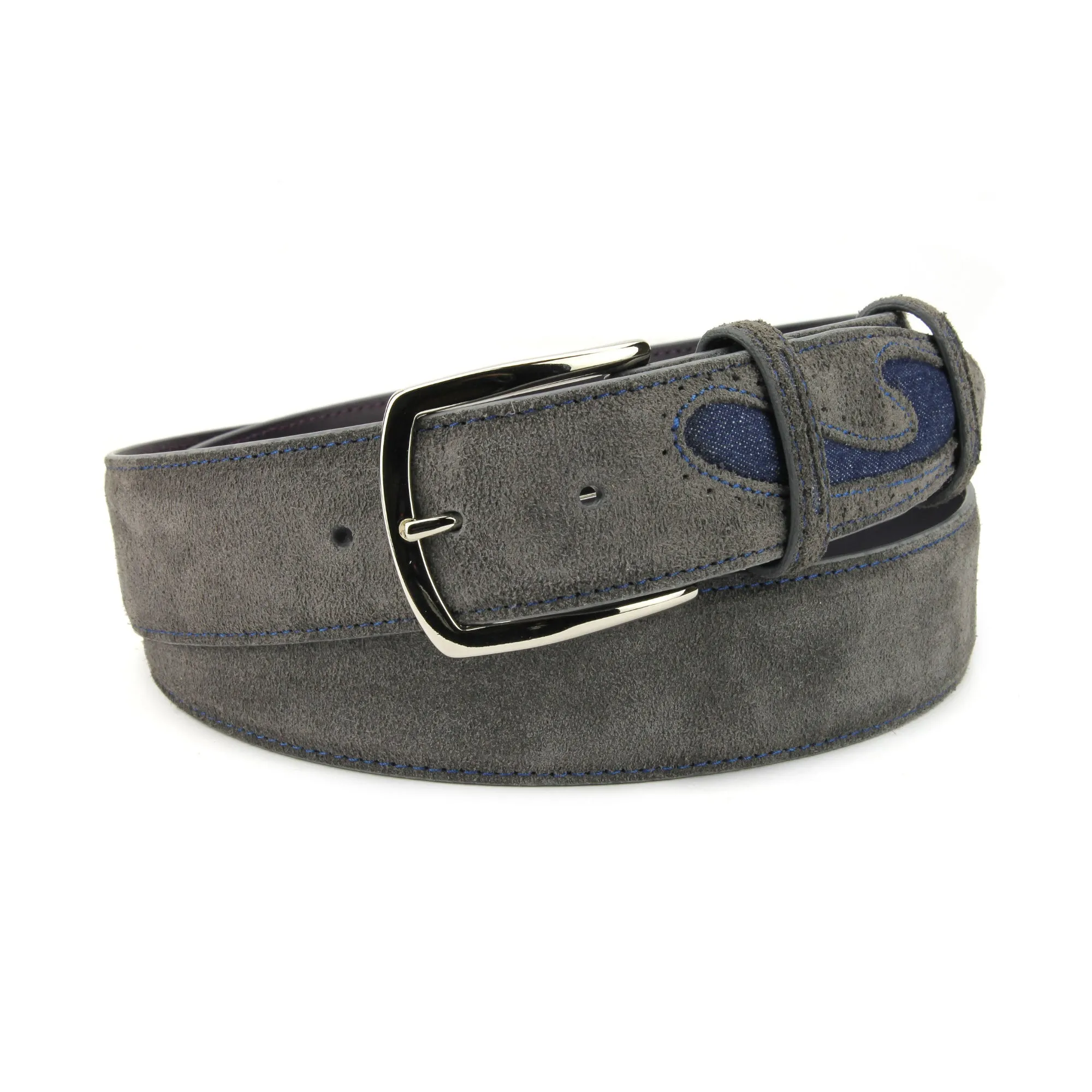 Silverado Dark Grey Suede Denim Insert Belt