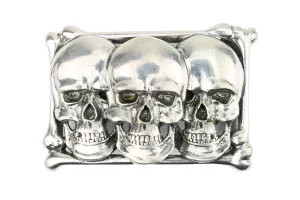 Three Skulls' Solid Pewter Buckle 40mm