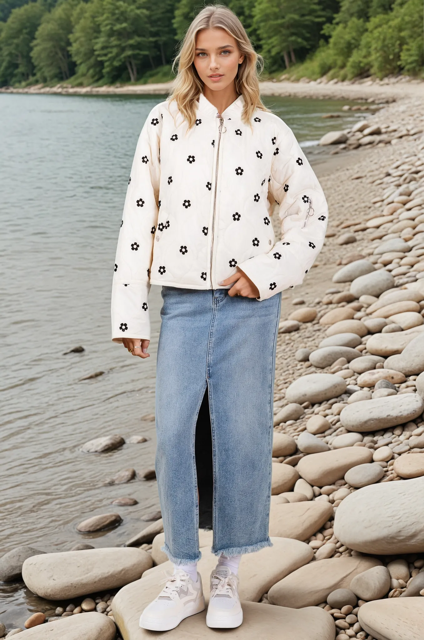 Tory Flower Accent Puff Jacket