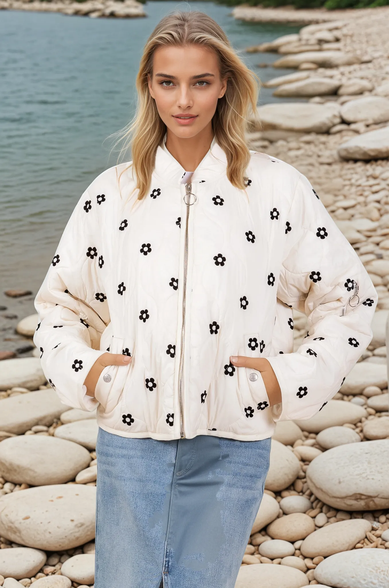 Tory Flower Accent Puff Jacket