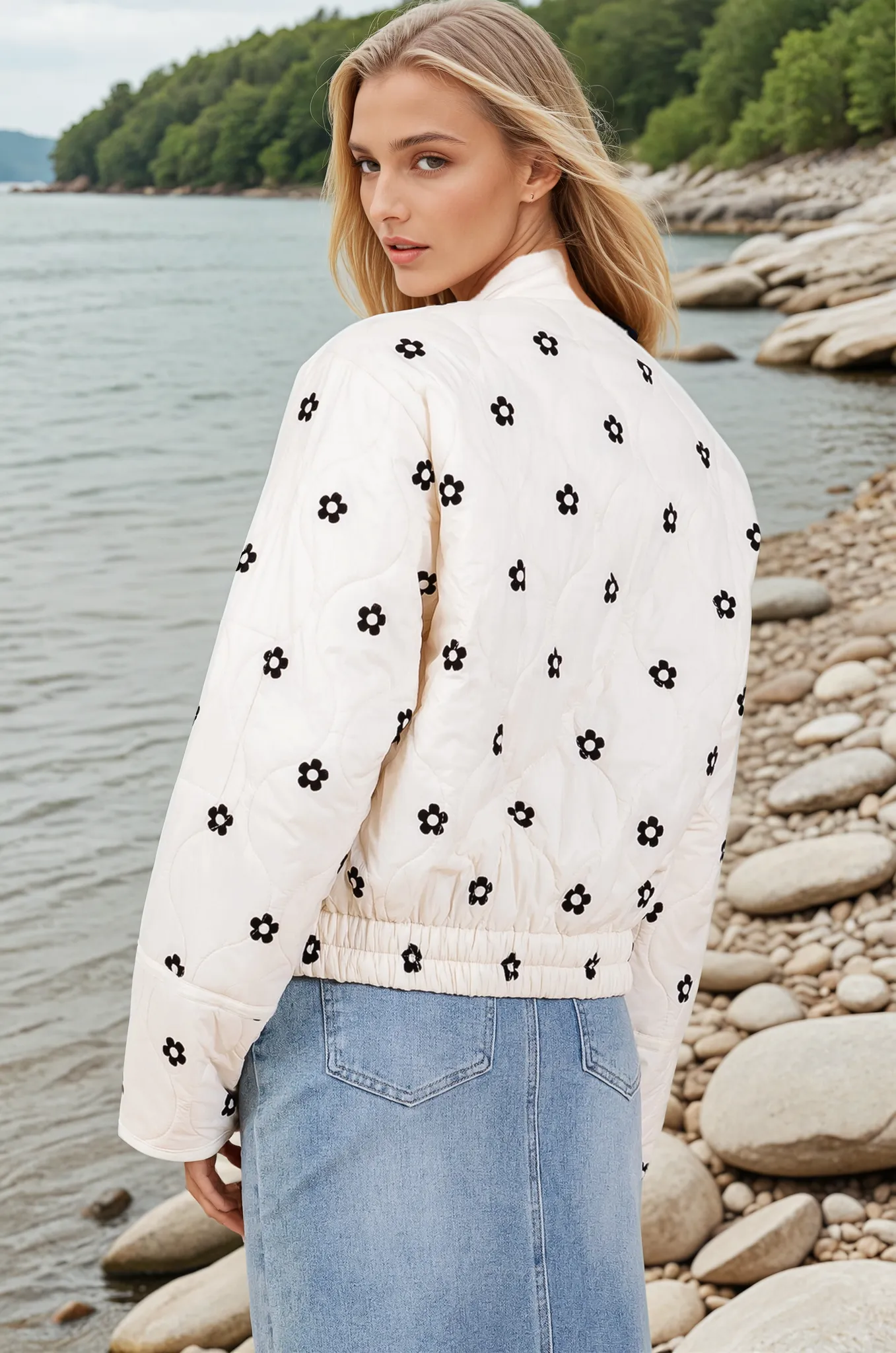 Tory Flower Accent Puff Jacket