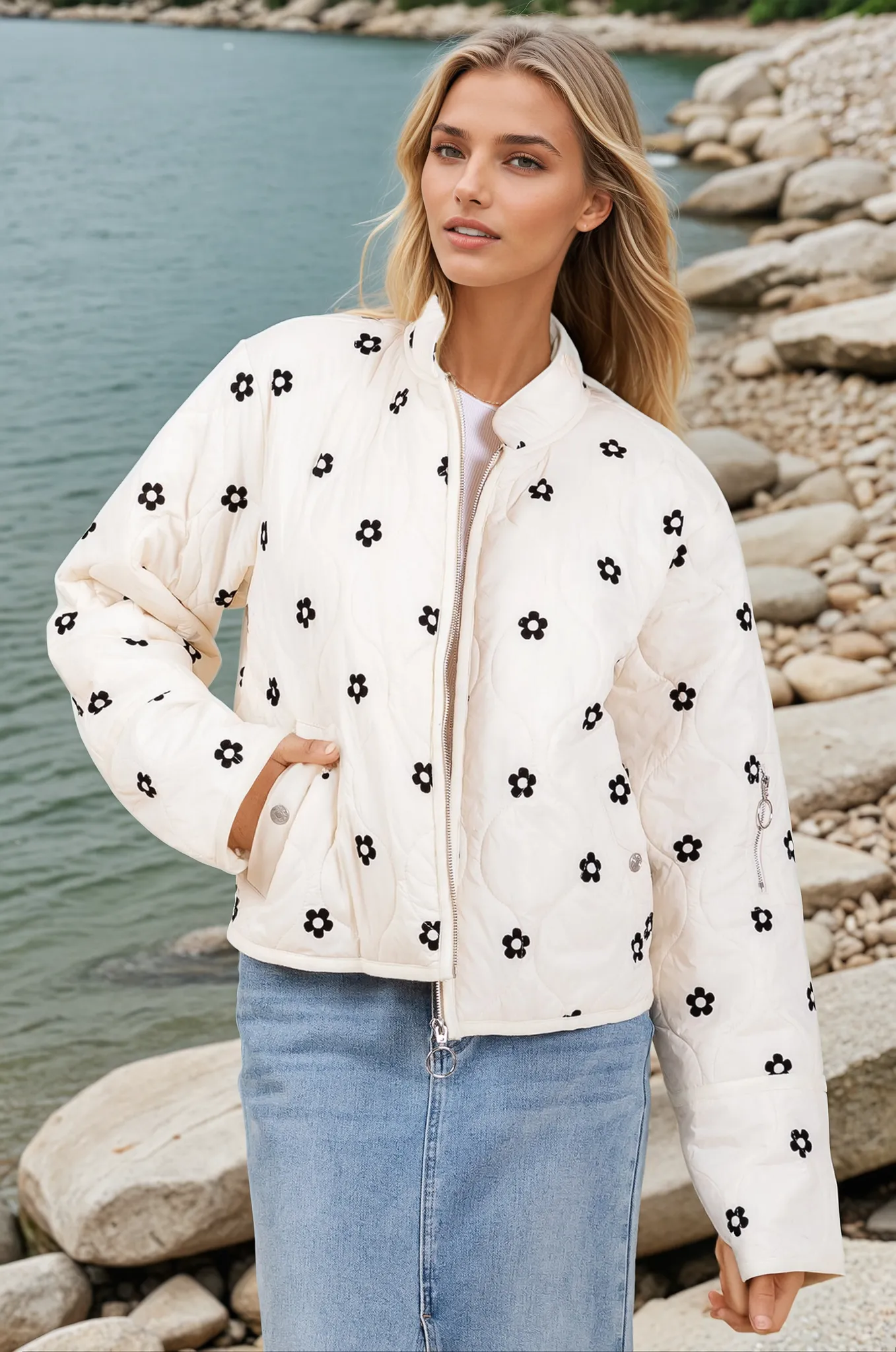 Tory Flower Accent Puff Jacket
