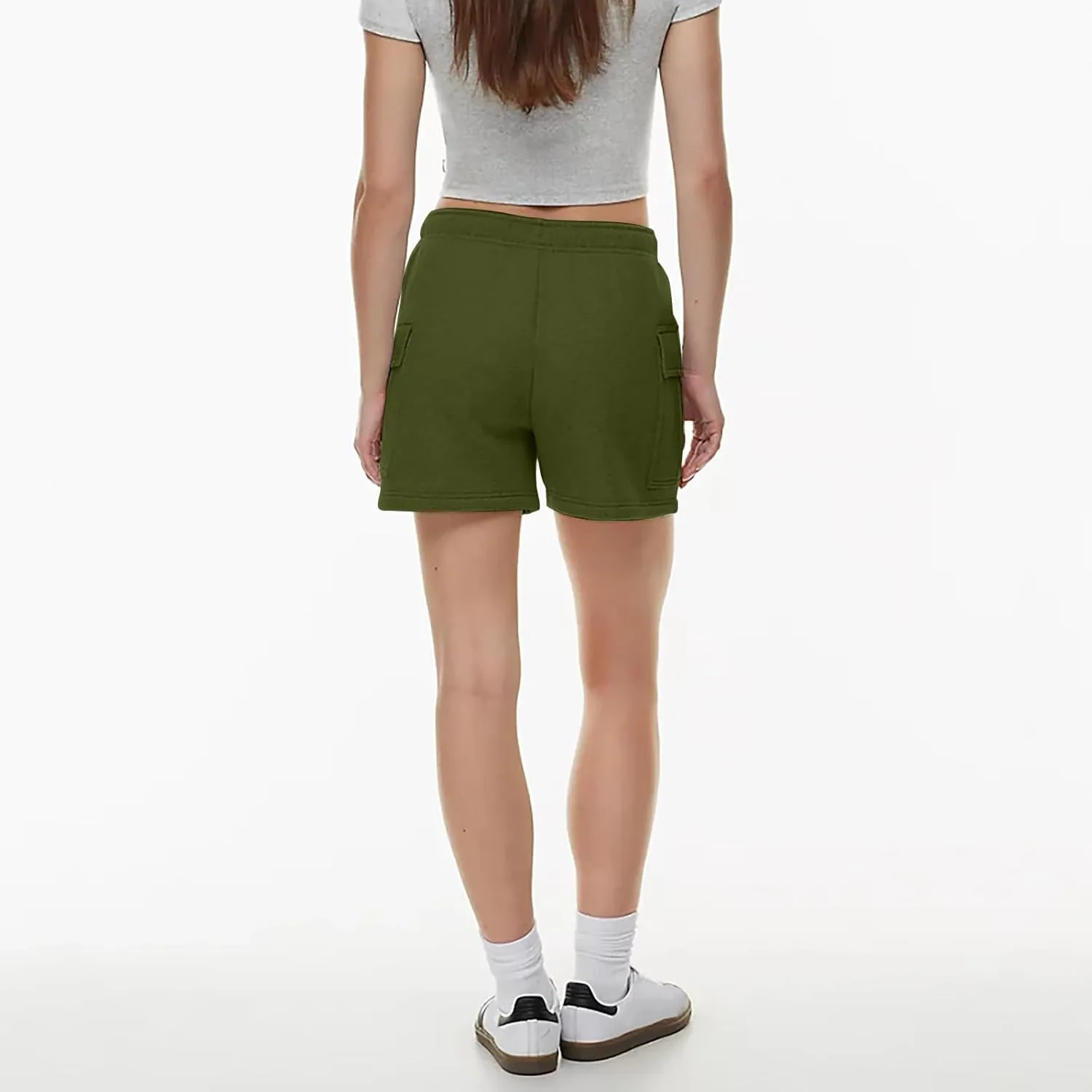 Women Sweat Shorts with Cargo Pockets Casual Summer Athletic Shorts High Waisted Running Shorts Comfy Lounge Shorts