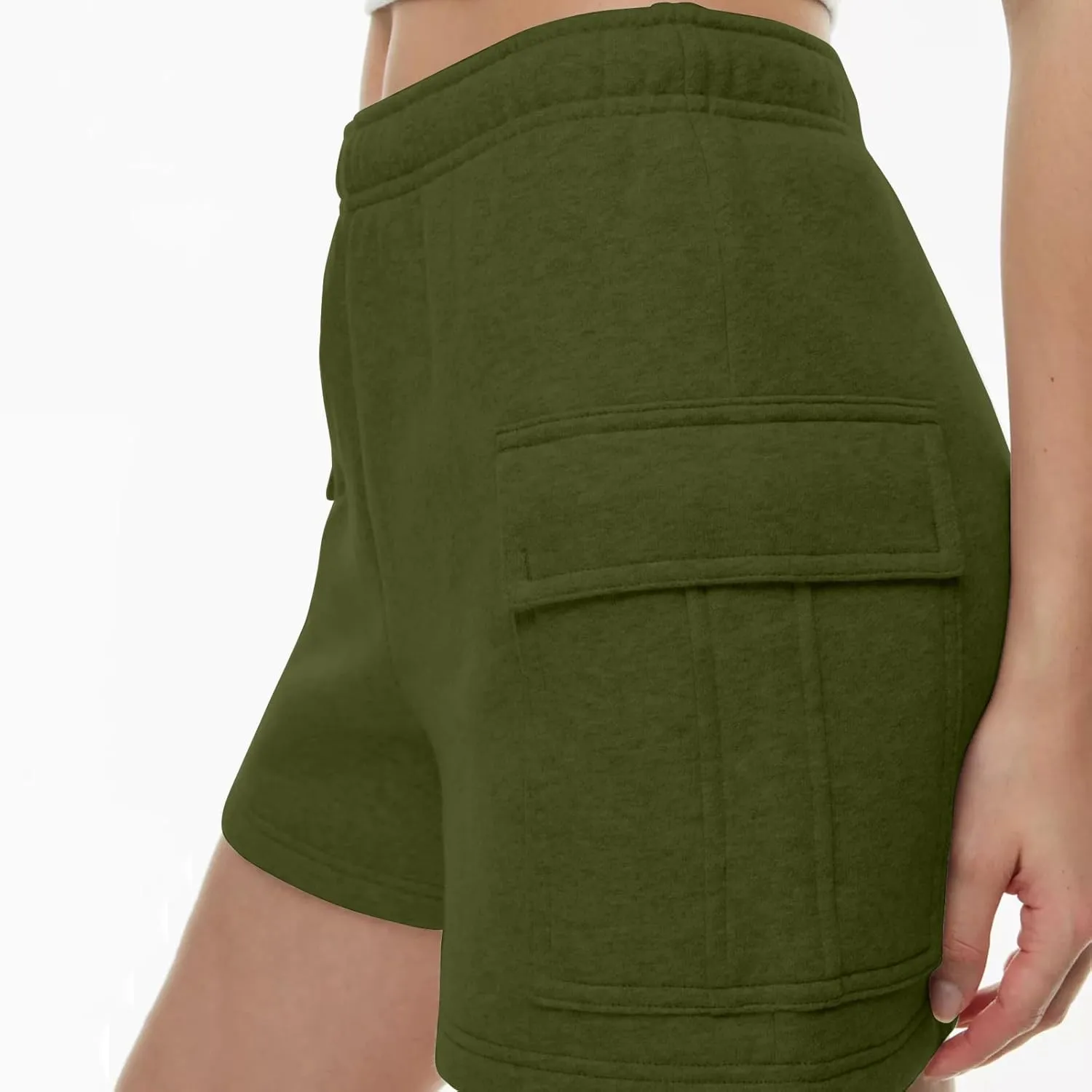 Women Sweat Shorts with Cargo Pockets Casual Summer Athletic Shorts High Waisted Running Shorts Comfy Lounge Shorts