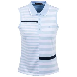 Womens Bold Stripe SL Polo Sky - SS23