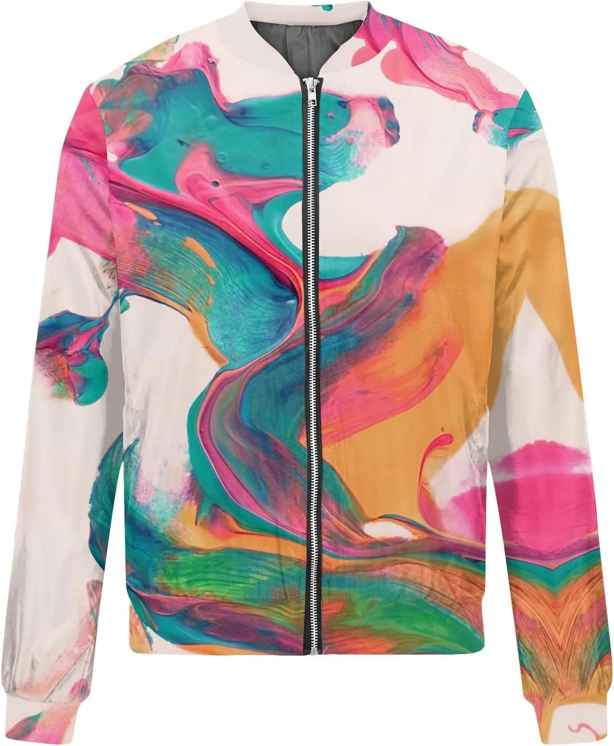 Women's Bomber Jacket Casual Coat Zip Up Outerwear Windbreaker with Pockets