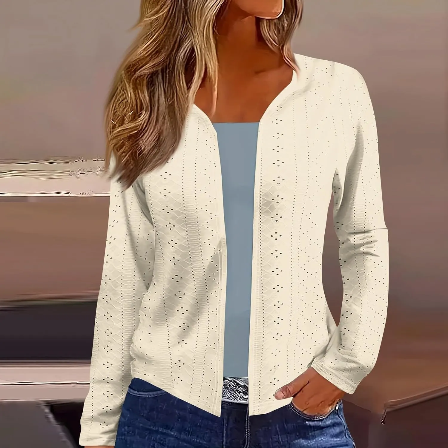 Womens Lightweight Open Front Cardigan Vintage Printed Long Sleeve Blouse Tops Coat Casual Duster Cardigan Jackets