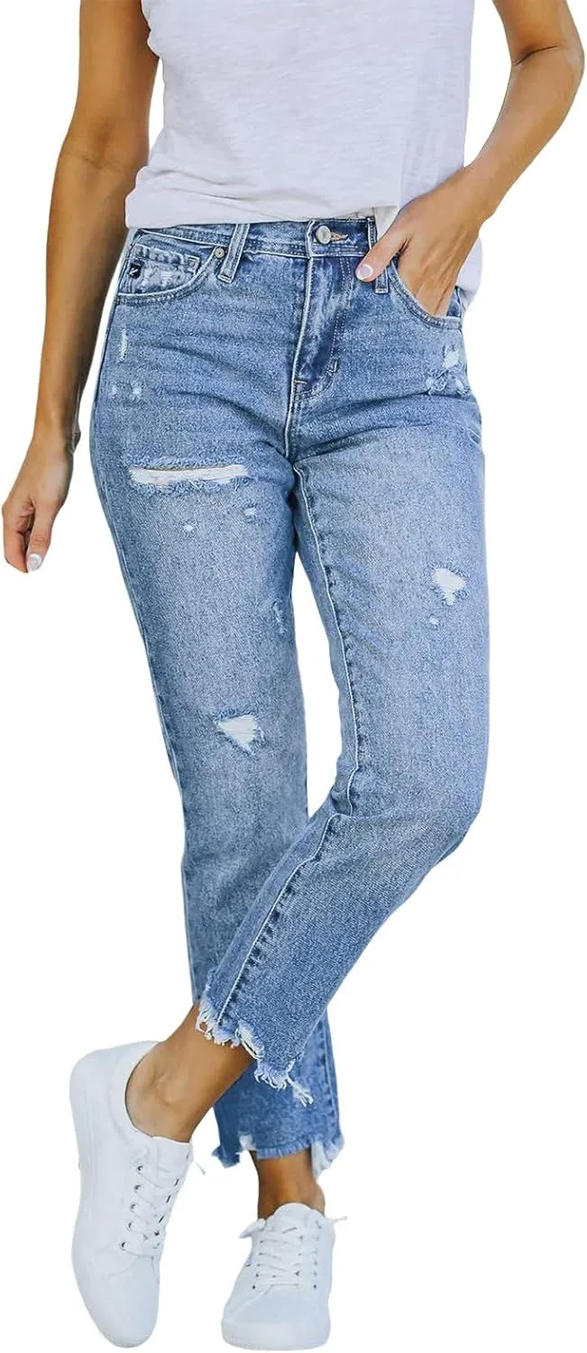 Women's Ripped Skinny Jeans High Waisted Distressed Stretch Pencil Jeans Slim Fit Casual Vintage Destroyed Denim Pants